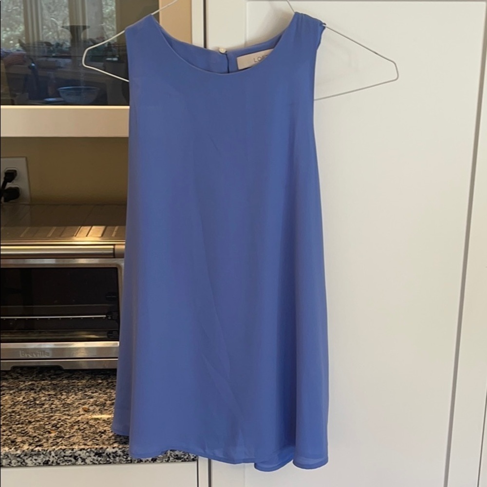 Loft Ballard Blue Ruffle Back Shell Size S - Picture 2 of 3